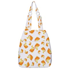 Orange Goldfish Pattern Center Zip Backpack by SpinnyChairDesigns