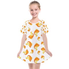 Orange Goldfish Pattern Kids  Smock Dress by SpinnyChairDesigns