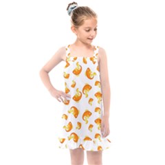 Orange Goldfish Pattern Kids  Overall Dress by SpinnyChairDesigns