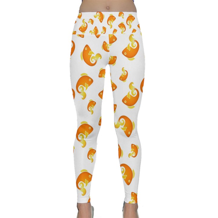 Orange Goldfish Pattern Lightweight Velour Classic Yoga Leggings