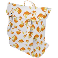 Orange Goldfish Pattern Buckle Up Backpack by SpinnyChairDesigns