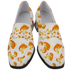 Orange Goldfish Pattern Women s Chunky Heel Loafers by SpinnyChairDesigns