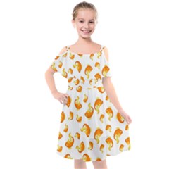 Orange Goldfish Pattern Kids  Cut Out Shoulders Chiffon Dress by SpinnyChairDesigns