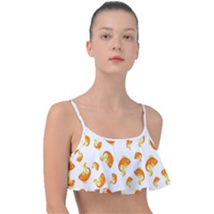 Orange Goldfish Pattern Frill Bikini Top by SpinnyChairDesigns