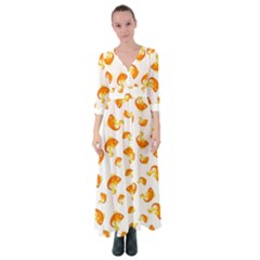 Orange Goldfish Pattern Button Up Maxi Dress by SpinnyChairDesigns