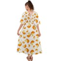 Orange Goldfish Pattern Kimono Sleeve Boho Dress View2