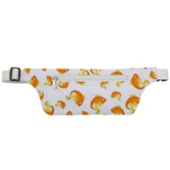 Orange Goldfish Pattern Active Waist Bag by SpinnyChairDesigns