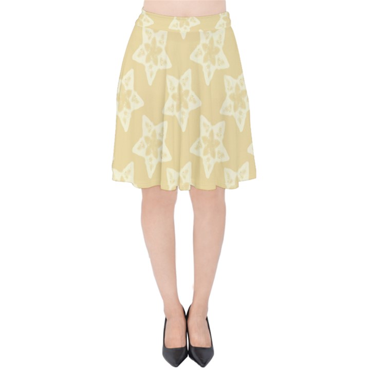 Gold Stars Pattern Velvet High Waist Skirt