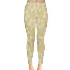 Gold Stars Pattern Inside Out Leggings by SpinnyChairDesigns