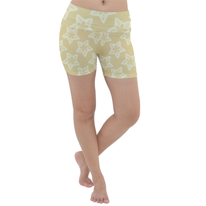 Gold Stars Pattern Lightweight Velour Yoga Shorts