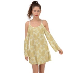 Gold Stars Pattern Kimono Sleeves Boho Dress by SpinnyChairDesigns