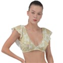 Gold Stars Pattern Plunge Frill Sleeve Bikini Top View1