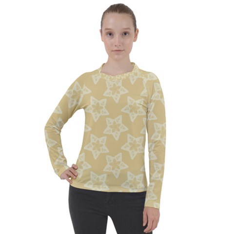 Gold Stars Pattern Women s Pique Long Sleeve Tee by SpinnyChairDesigns