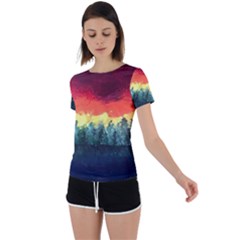 Rainbow Sig Back Circle Cutout Sports Tee