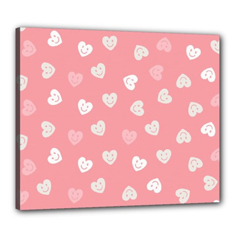 Cute Pink And White Hearts Canvas 24  X 20  (stretched) by SpinnyChairDesigns