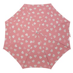 Cute Pink And White Hearts Straight Umbrellas by SpinnyChairDesigns