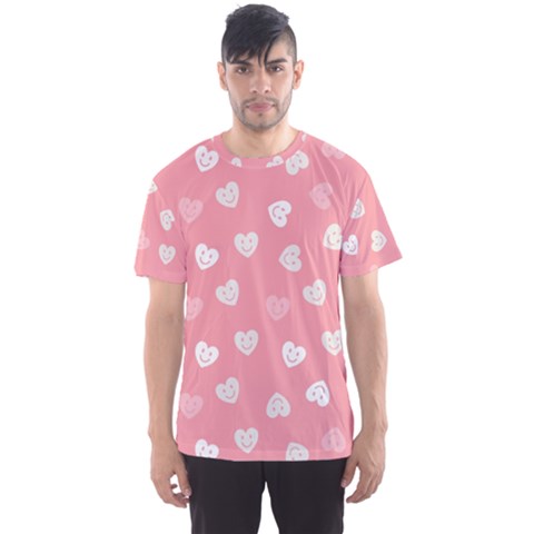 Cute Pink And White Hearts Men s Sport Mesh Tee by SpinnyChairDesigns