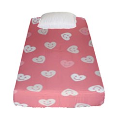 Cute Pink And White Hearts Fitted Sheet (single Size) by SpinnyChairDesigns