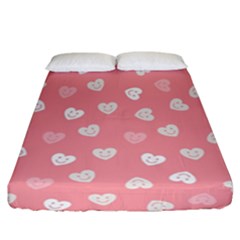 Cute Pink And White Hearts Fitted Sheet (california King Size) by SpinnyChairDesigns