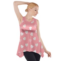 Cute Pink And White Hearts Side Drop Tank Tunic by SpinnyChairDesigns