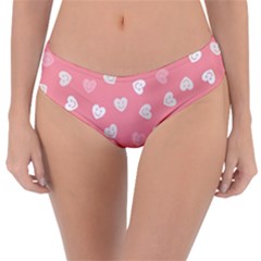 Cute Pink And White Hearts Reversible Classic Bikini Bottoms by SpinnyChairDesigns