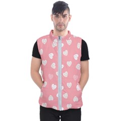 Cute Pink And White Hearts Men s Puffer Vest by SpinnyChairDesigns