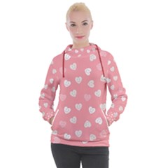 Cute Pink And White Hearts Women s Hooded Pullover by SpinnyChairDesigns