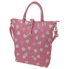 Cute Pink And White Hearts Buckle Top Tote Bag by SpinnyChairDesigns