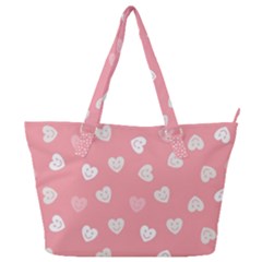 Cute Pink And White Hearts Full Print Shoulder Bag by SpinnyChairDesigns