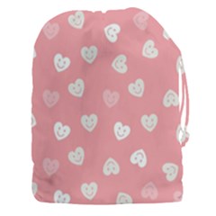 Cute Pink And White Hearts Drawstring Pouch (3xl) by SpinnyChairDesigns