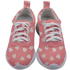 Cute Pink And White Hearts Kids Athletic Shoes by SpinnyChairDesigns