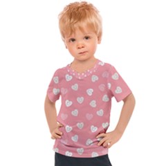 Cute Pink And White Hearts Kids  Sports Tee