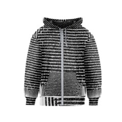 Black And White Abstract Grunge Stripes Kids  Zipper Hoodie by SpinnyChairDesigns