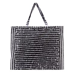 Black And White Abstract Grunge Stripes Zipper Large Tote Bag by SpinnyChairDesigns