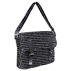 Black And White Abstract Grunge Stripes Buckle Messenger Bag by SpinnyChairDesigns