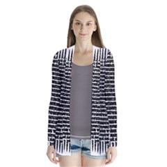 Black And White Abstract Grunge Stripes Drape Collar Cardigan by SpinnyChairDesigns