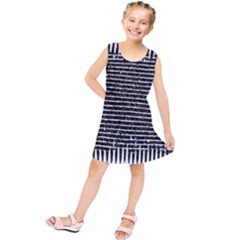 Black And White Abstract Grunge Stripes Kids  Tunic Dress by SpinnyChairDesigns