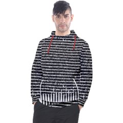 Black And White Abstract Grunge Stripes Men s Pullover Hoodie by SpinnyChairDesigns