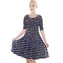 Black and White Abstract Grunge Stripes Quarter Sleeve A-Line Dress View1