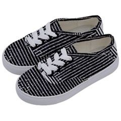 Black And White Abstract Grunge Stripes Kids  Classic Low Top Sneakers by SpinnyChairDesigns