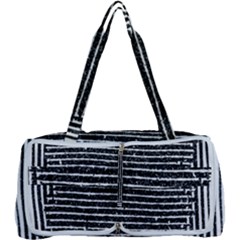 Black And White Abstract Grunge Stripes Multi Function Bag by SpinnyChairDesigns