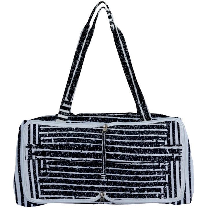 Black and White Abstract Grunge Stripes Multi Function Bag