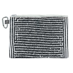 Black And White Abstract Grunge Stripes Canvas Cosmetic Bag (xl) by SpinnyChairDesigns