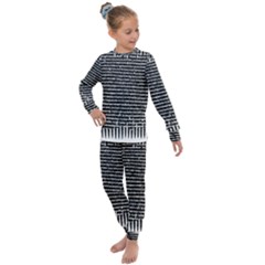 Black And White Abstract Grunge Stripes Kids  Long Sleeve Set  by SpinnyChairDesigns