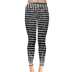 Black And White Abstract Grunge Stripes Inside Out Leggings by SpinnyChairDesigns