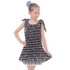 Black And White Abstract Grunge Stripes Kids  Tie Up Tunic Dress by SpinnyChairDesigns