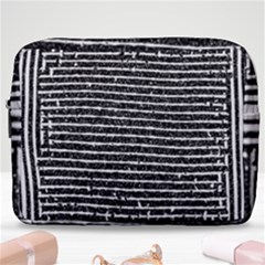 Black And White Abstract Grunge Stripes Make Up Pouch (large) by SpinnyChairDesigns