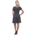 Black and White Abstract Grunge Stripes Cap Sleeve Velour Dress  View2