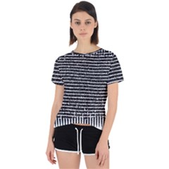 Black And White Abstract Grunge Stripes Open Back Sport Tee