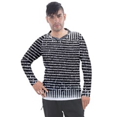 Black And White Abstract Grunge Stripes Men s Pique Long Sleeve Tee